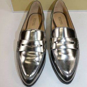 Michael Kors Women's Gunmetal Metallic Leather Connor Loafer Size 8